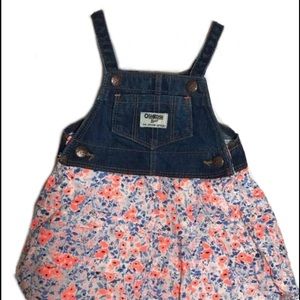 Oshkosh bgosh girls denim and flowered jumper 12M